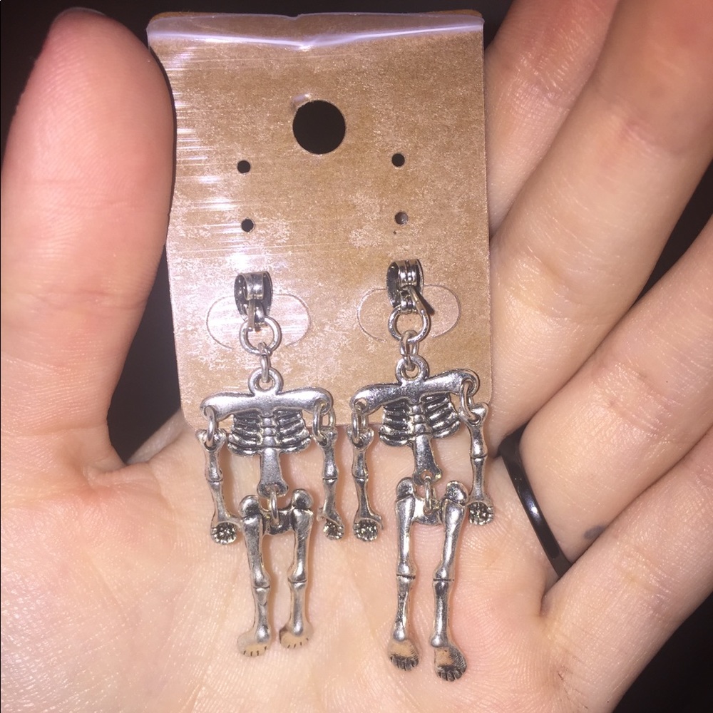 Skeleton Shaped Drop Earrings - Picture 3 of 3